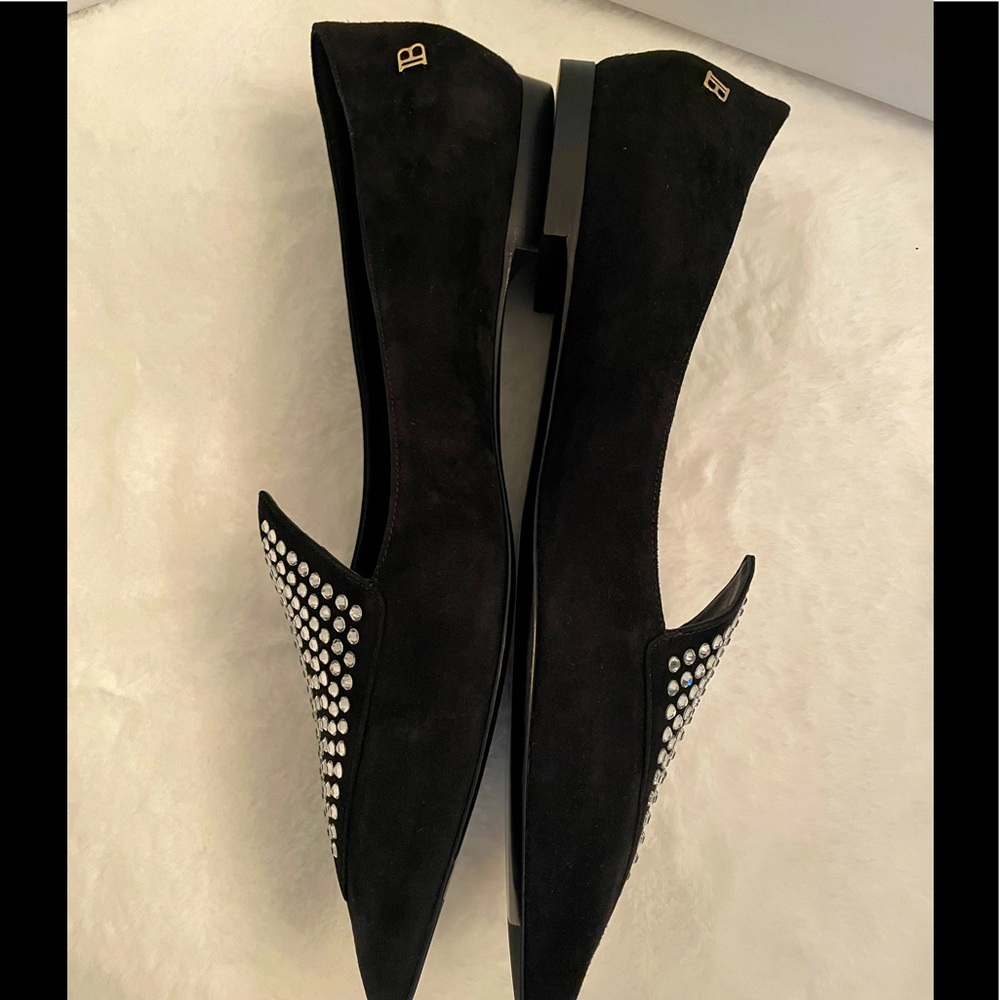 BALMAIN Crystal-embellished suede point-toe flats - Picture 5 of 8